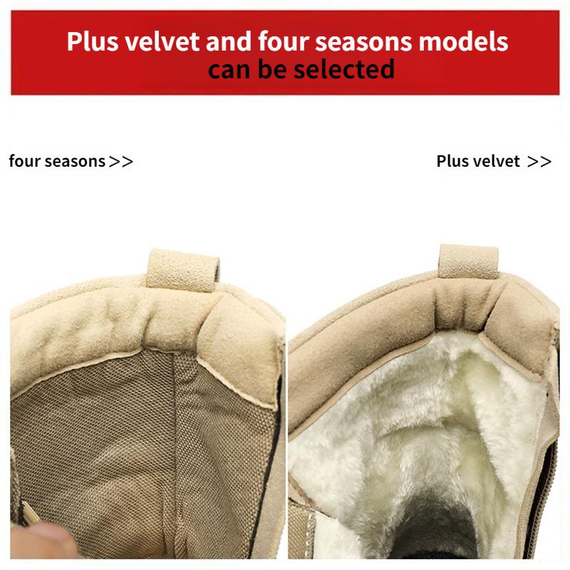 Luxury Men's High-top Boots Waterproof Anti-skid Wear-resistant Shoes Fashion Side Zipper Shoe Outdoor Climb Work Plus Velvet To Keep Warm Hiking Boot