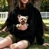 Pet Pouch Hoodie Women Sling Hoodie Oversized Hooded Sweatshirt with Kangaroo Animal Holder Top Pouch Dog Cat Fleece Pullover