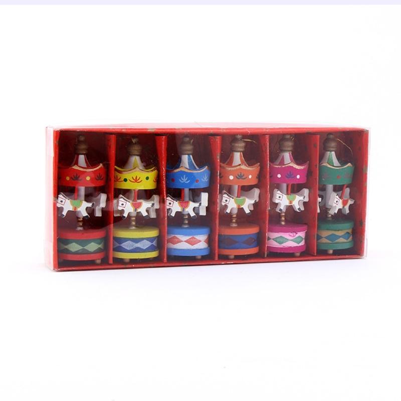Pack of 6 Rotating Decorations Wood Christmas Ornament Suitable for Holiday Homes Party Decoration User Friendly Design