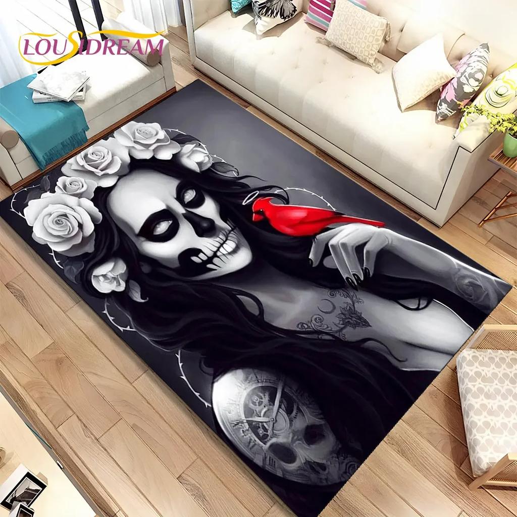 Mystical Gothic Skull Rug – Elegant Home Decor for Living Room & Bedroom | Durable Non-Slip Floor Mat for Kids’ Play Areas