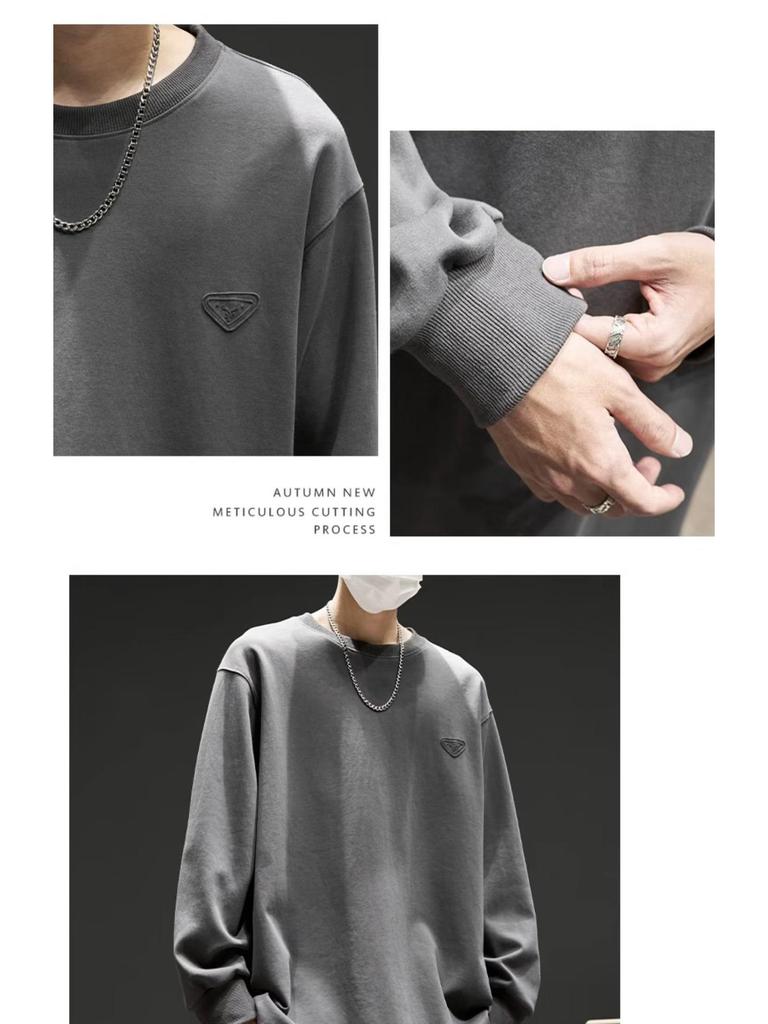 Herren Hoodie mit Rundhalsausschnitt - Neue Herbst/Winter Amerikanische Trendmarke, Lockerer Schnitt, Ohne Kapuze, Lässiges Oberteil