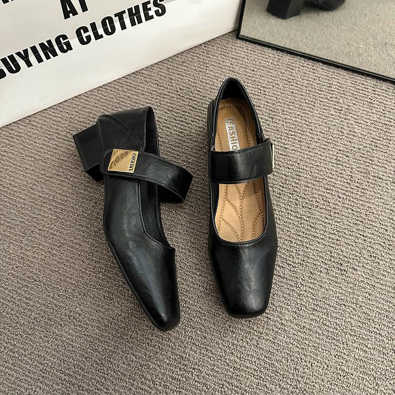 Skirt Shallow Mouth New Small Fragrant Wind Mary Jane Shoes Women's 2025 Square Head French with Gentle Single Shoes Small Leather Shoes Spring and