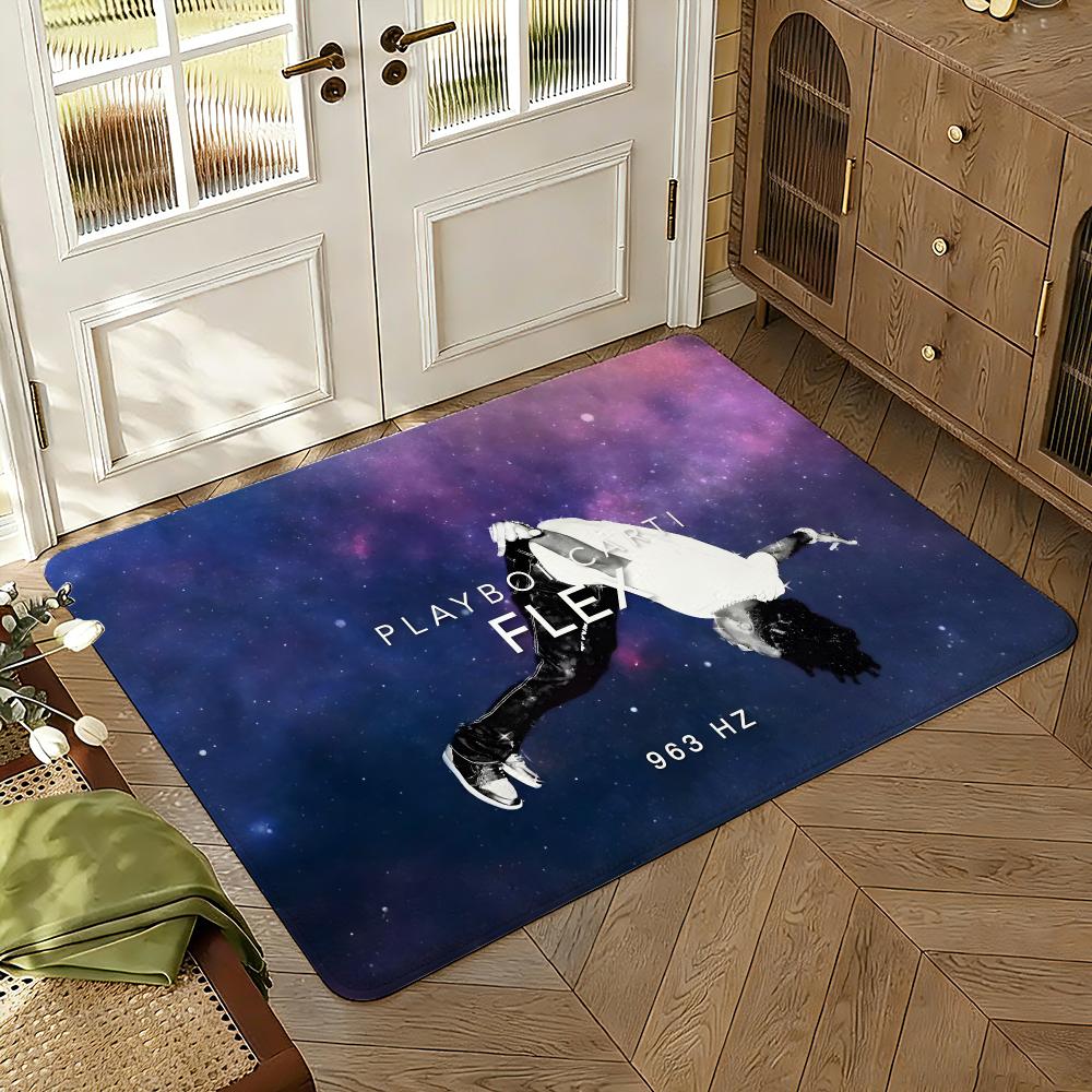 Singer P-Playboi Carti Floor Mat Soft Thickened Absorbent Non-Slip Bedroom Living Room Door Mat Home Decor Flannel Rugs
