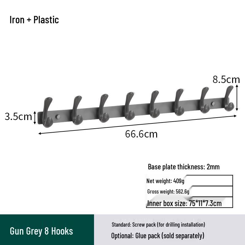 Space Aluminum No-Drill Clothes Hook for Bedroom/Bathroom Doors