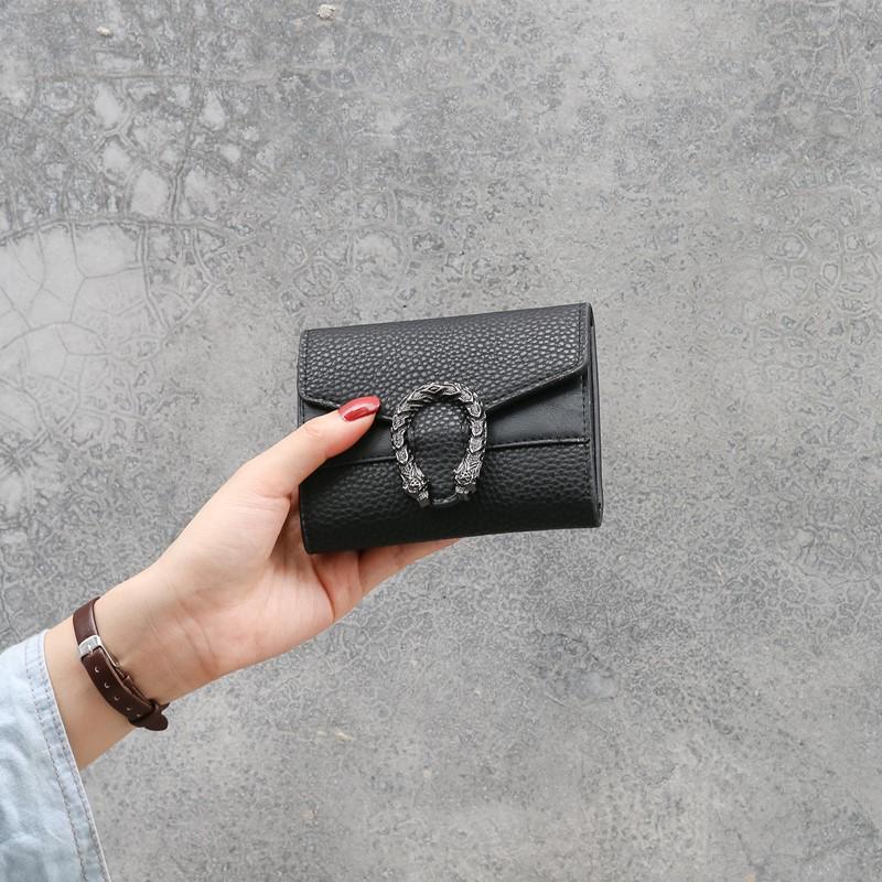 Niedliche Damen-Mini-Faltbörse & Kartenhalter mit Litschi-Maserung