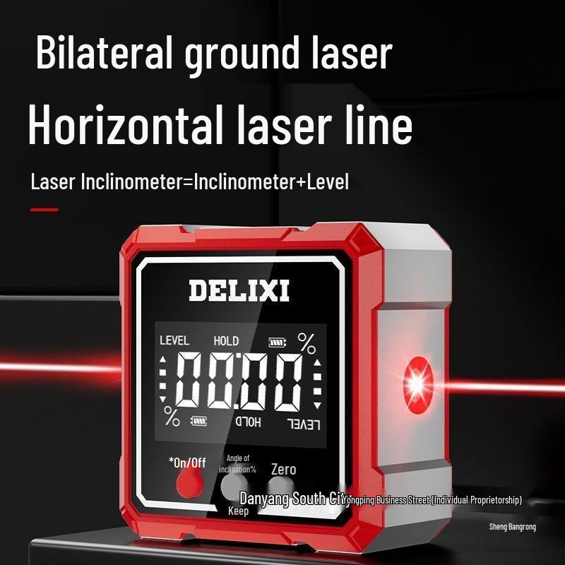 Digital Magnetic Angle Ruler with High-Precision Laser Inclinometer and Level