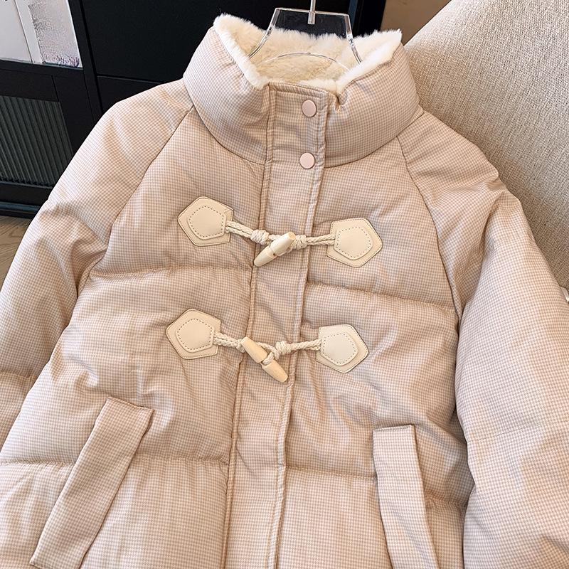 Women Jacket Cow Horn Buckle Bread Clothing Winter Thickened Warm Cotton Women Short Loose Cotton Comfortable and Youthful Women Outerwears Coats