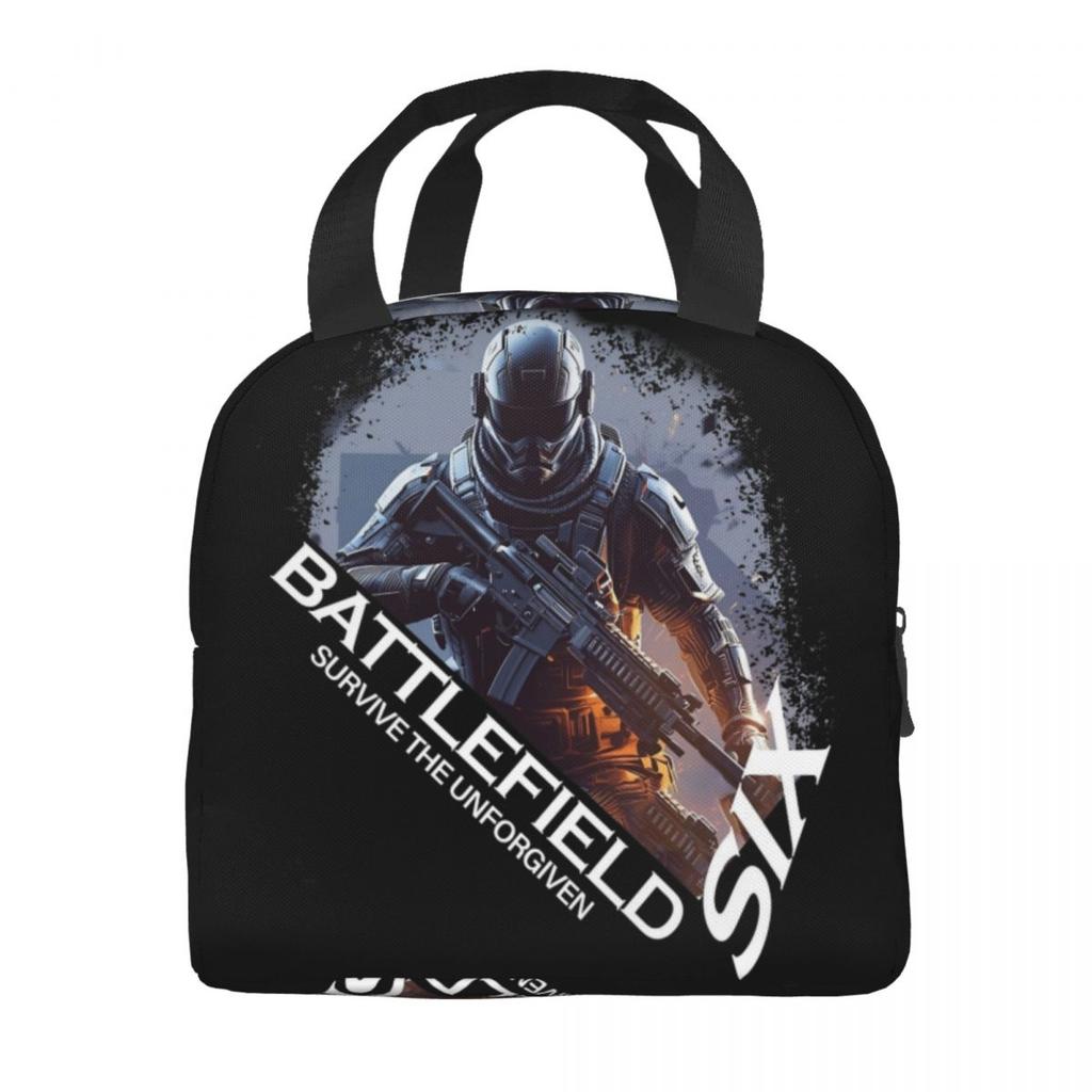 Battlefield 6 Funny Games Merch Insulated Lunch Bag For School Food Storage Bag Portable Thermal Cooler Lunch Box