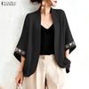 ZANZEA Womens Casual Open-front Loose 3/4 Sleeve Cardigan Cover Up Blouse