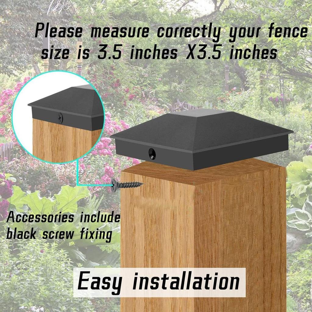 Hekpaalafdekkingen, prismatische afdekkingen, zwarte dekpaalafdekkingen, hekafdekkingen voor houten palen,