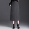 Chic High-Waisted Wool Blend Slit Skirt – 2026 Autumn/Winter Elegant Korean Style