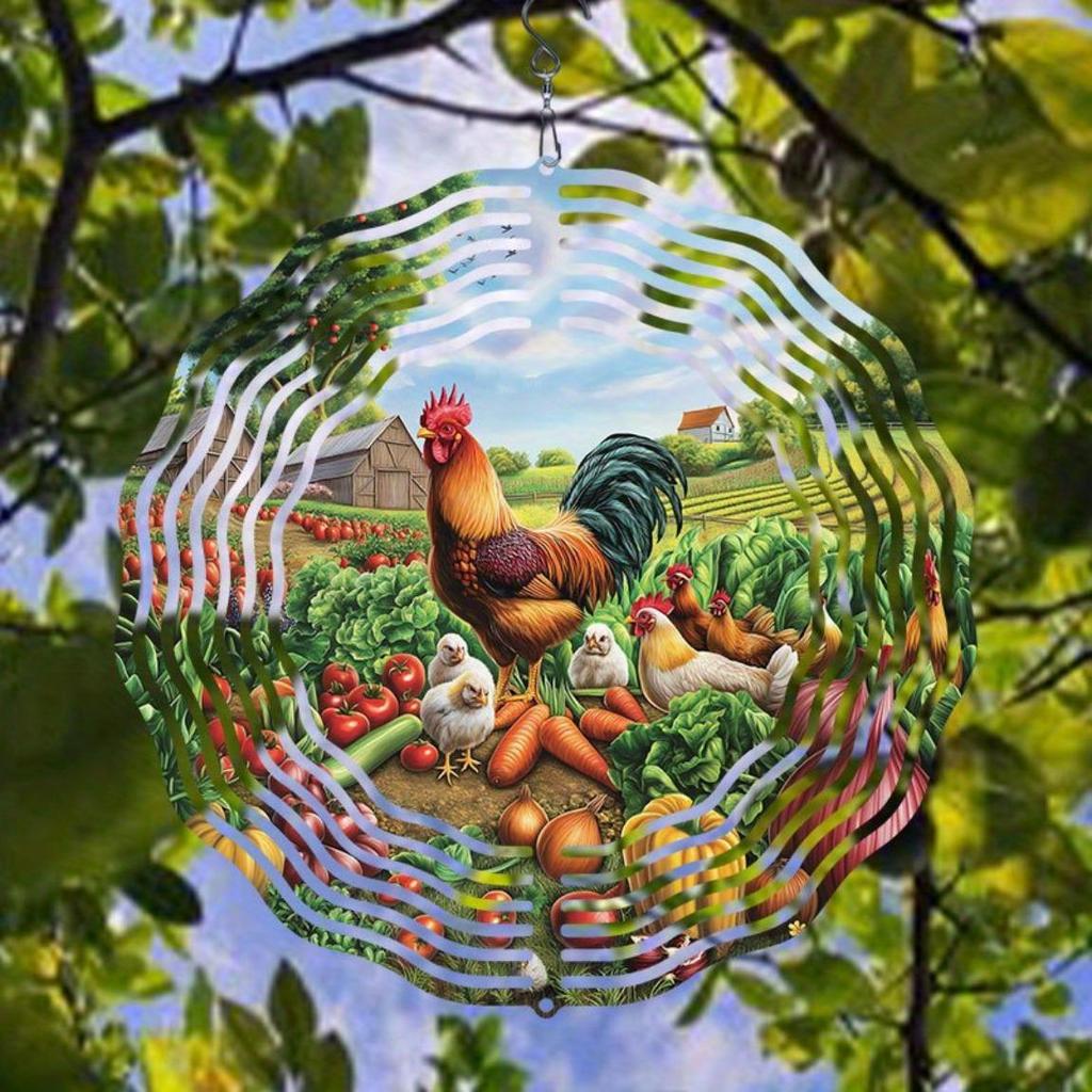 Metal Wind Spinner 2D Blue Tiger Design Hanging Decor for Garden Yard Balcony Outdoor Decoration No Battery Needed