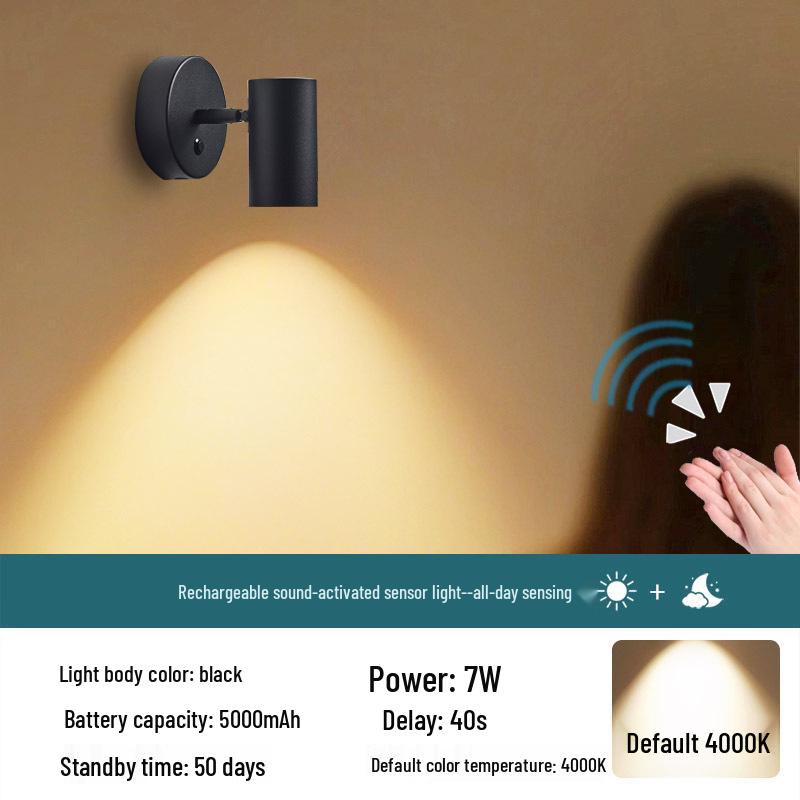 Rechargeable Motion-Activated Voice-Control Wall Spotlight
