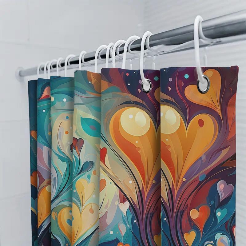 Rideau de douche Art Cœurs Colorés en Spirale pour Décoration de Salle de Bain