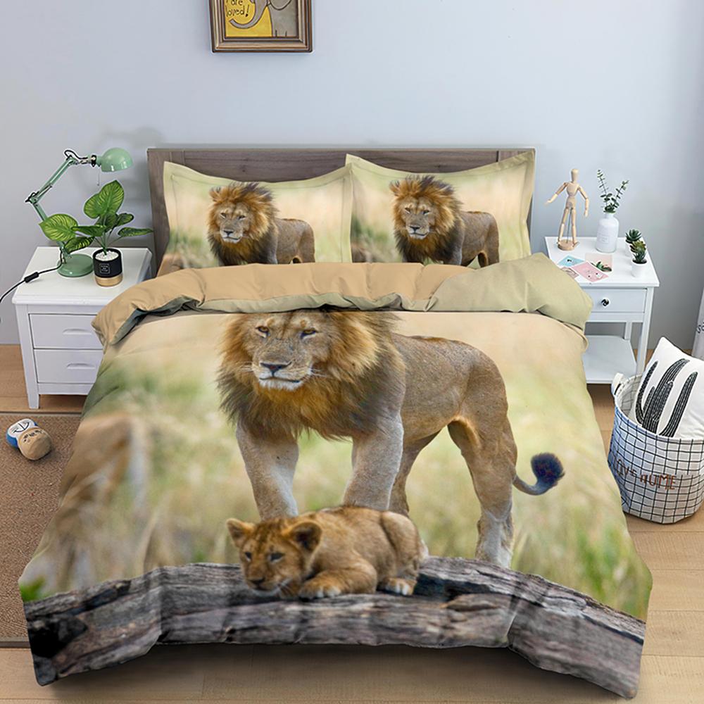 3D Lion Print King Bedding Set Custom Animal Adult Kids Queen Duvet Covers Comforter/Quilt/Blanket Cover Sets With Pillowcase
