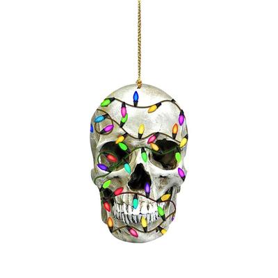 Funny DIY Skull Pendant Horror Mirror Christmas Tree Drop Ornaments Acrylic Ornament Skeleton Car Ornaments Crafts Collection