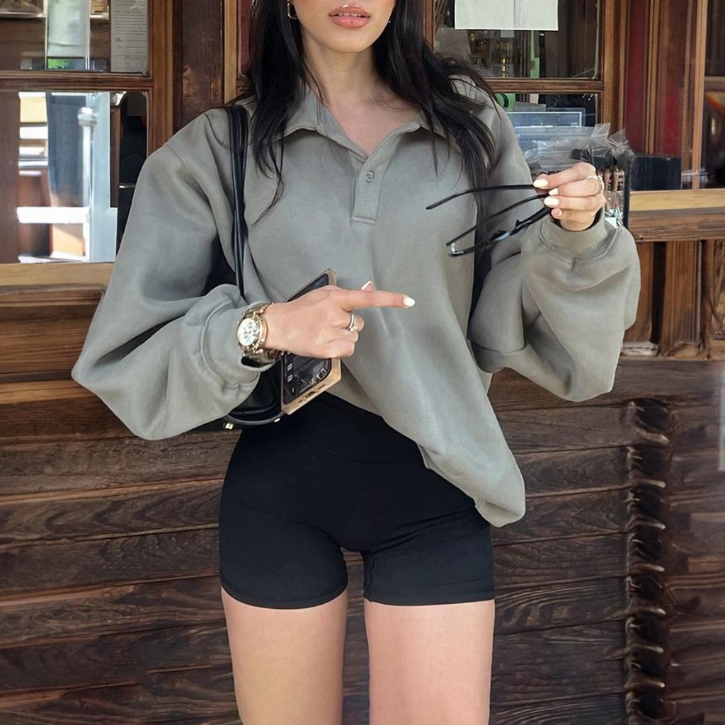 Casual Vacation Solid Color Long-sleeved Jacket and Sweatshirt for Women 2025 Autumn and Winter