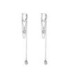 European & American Water Drop Tassel Earrings with Inlaid Zirconium - Korean Style, Trendy and Simple Design for Women