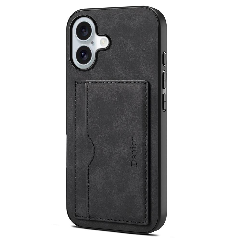 DENIOR For iPhone 17 Case Card Holder Kickstand Leather Phone Back Cover