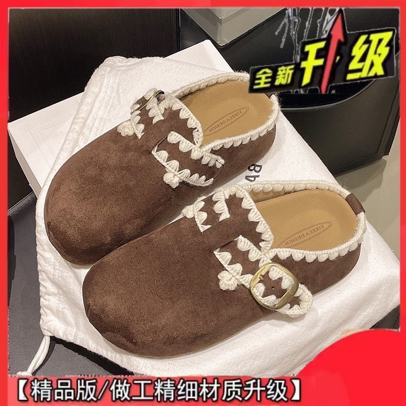 

Fashion retro platform small man height increase Birkenstocks women s autumn new comfortable two wear single shoes ins 40