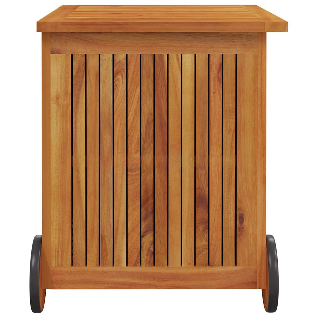 Garden Storage Box with Wheels 60 X 50 X 58 Cm Solid Acacia Wood