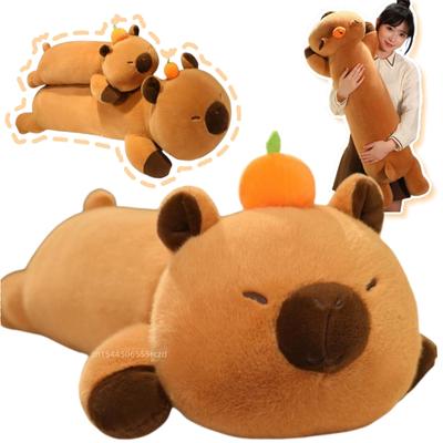 80-120cm Creative Cartoon Capybara Plush Doll Pillow Long Strip Lying Animal Capybara Plush Toy Gift for Girlfriend