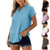 Womens Tops Lightweight Loose Short Sleeve V Neck Collared Tops Summer Basic Tees Vacation Clothes