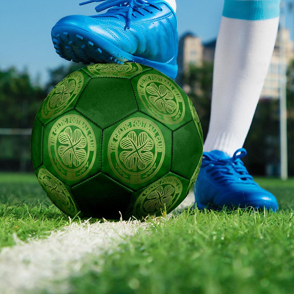 Celtic FC Size 5 Soccer Ball, Machine-Stitched PVC, Durable & High Bounce, All Ages Fit, Fan Merchandise, Matches & Outdoor Use.