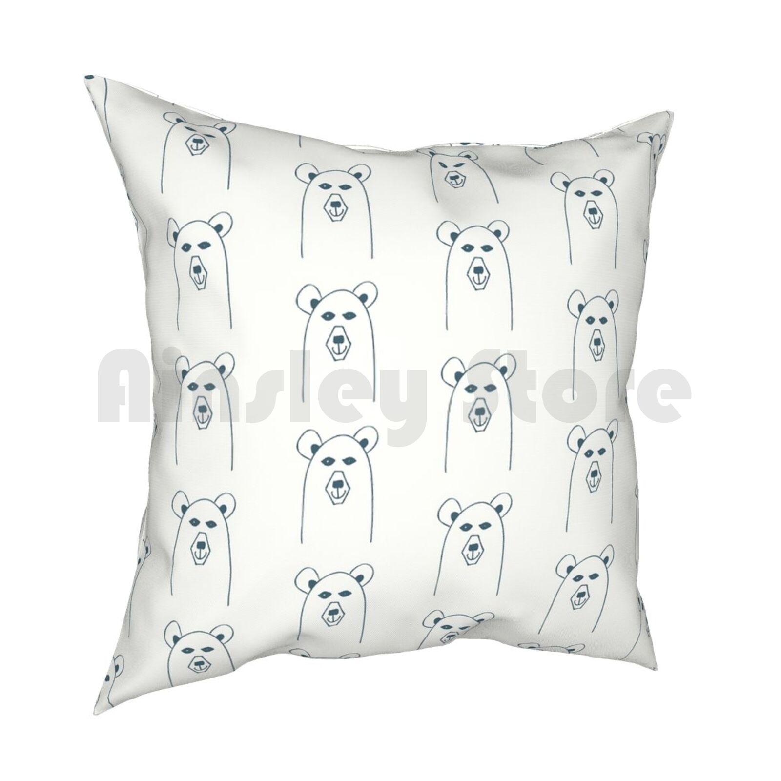 Beary Cute Pillow Case Printed Home Soft Throw Pillow Bear Animal Cute Simple Line Art Forest Mountain Brown Bear 30cmx30cm