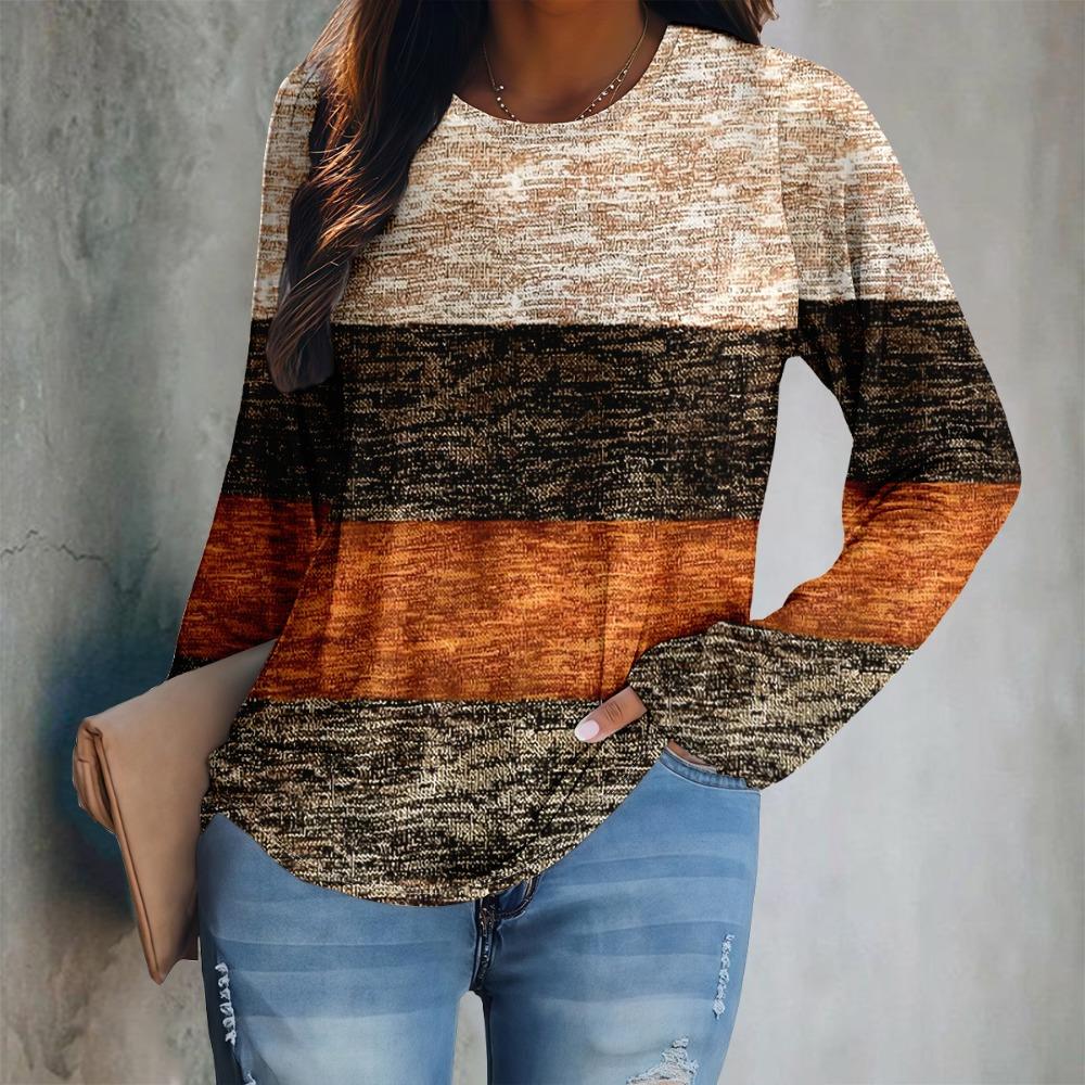 European and American Fashion Women's Casual Round Neck T-shirt Top