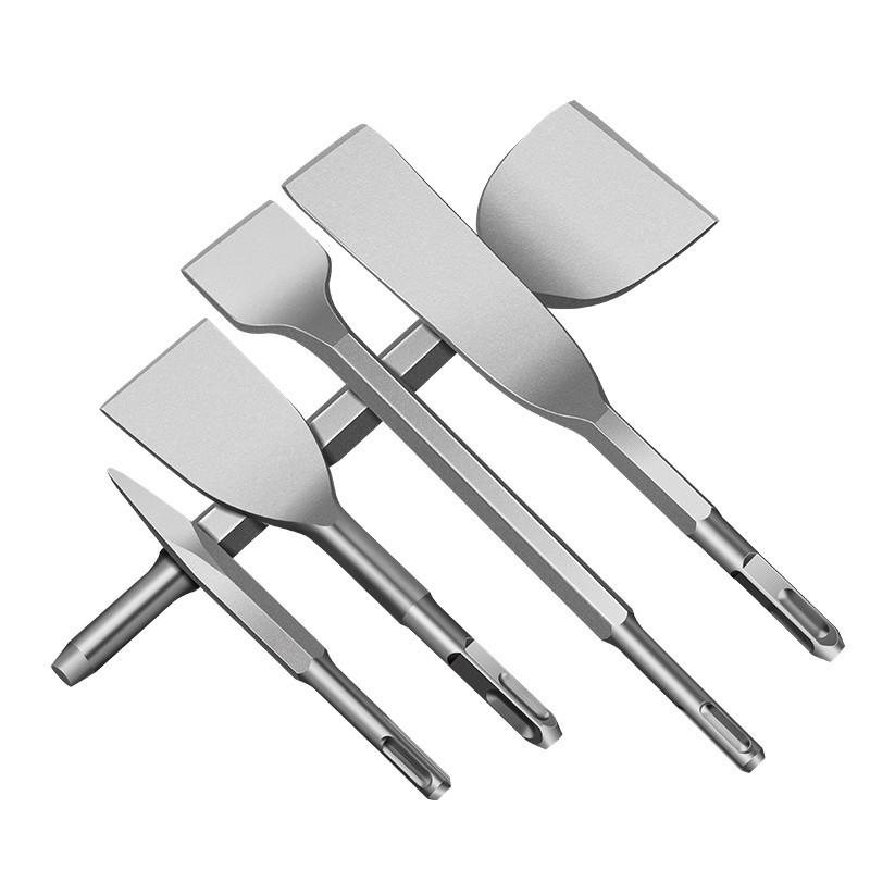 Electric Hammer Drill Bit Set: Square/Round/Hex Shanks, Ultra-Thin Flat/Point Chisel, Shovel, Slotted Wall-Cutting Chisel Head.