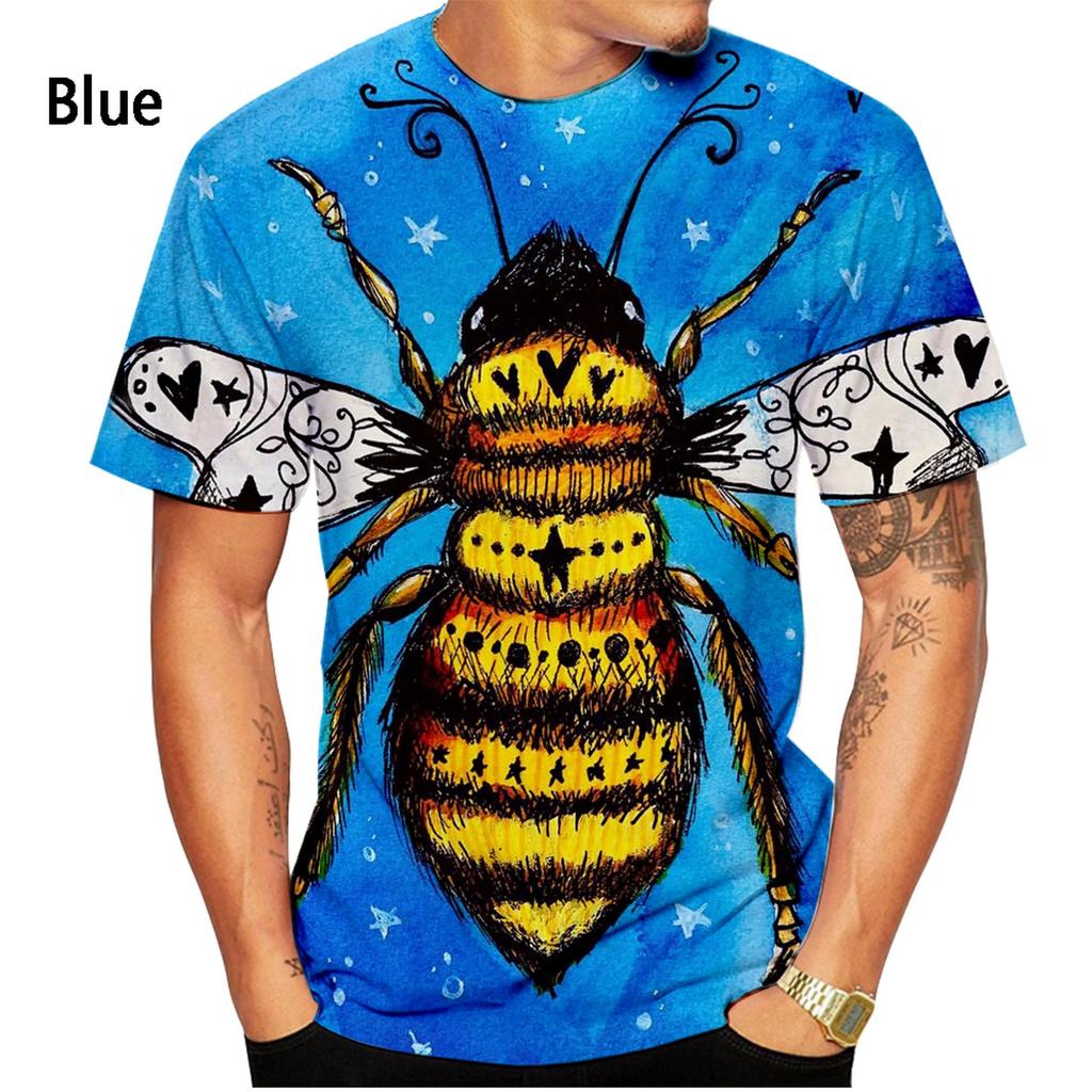 Летняя новая мода с рисунком в виде пчелы в виде животного, мужская футболка с 3D-принтом, повседневная, с короткими рукавами, большой размер