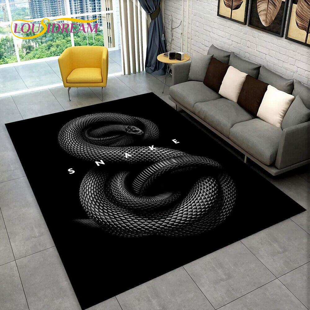 3D Gothic Horrible Snake Serpent Area Rug,Carpet for Home Living Room Bedroom Sofa Doormat Kitchen Decor,kids Non-slip Floor Mat