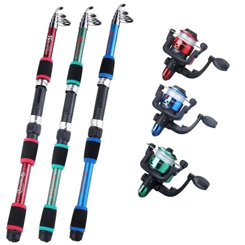 Fishing Pole Set Full Kits With Telescopic Portable Fishing Rod And Spinning Reel Baits Hooks Travel Pole Set