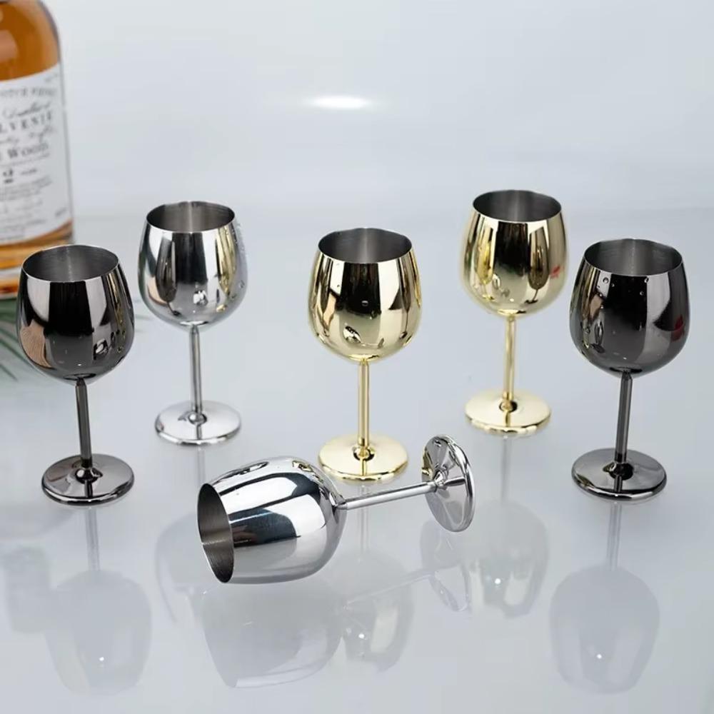 Rust-resistant Mini Stainless Steel Wine Glass Drop-resistant Tall Cup Durable Goblet  Restaurant