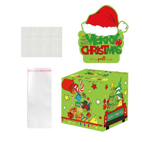 Yousheng Merry Christmas Money Box for Cash Gift Pull, Green Elf Surprise Money Holder with 50 Pcs Transparent Bags for Kids Adults