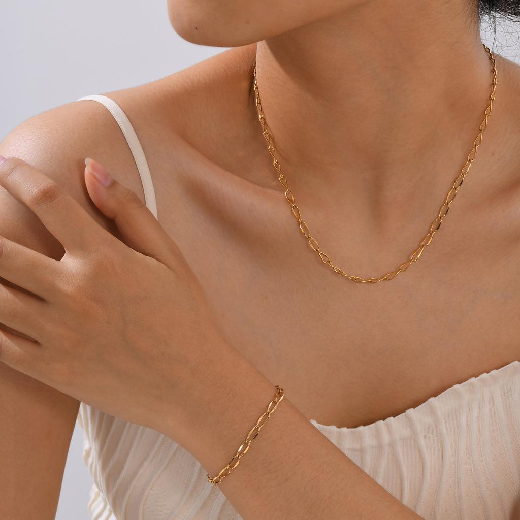 Necklace Fashion Gold Stainless Steel Necklace Bracelet Simple Personality Ladies 2133