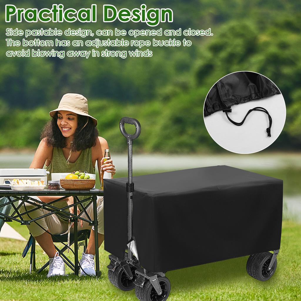 Wagon Cart Cover Oxford Cloth Waterproof Garden Wagon Cover with Adjustable Cord Outdoor Camping Cart Dust and Sunshade Cover