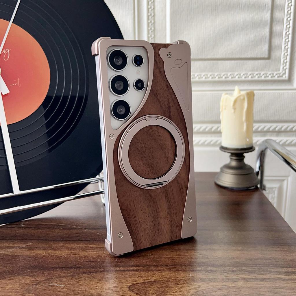 Samsung S25 Ultra Walnut Wood Magnetic Stand Case