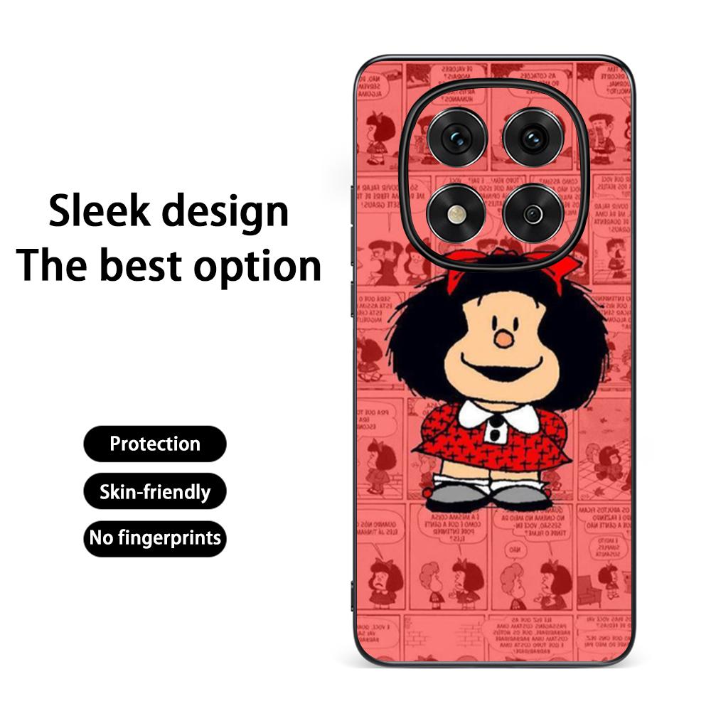 Cute Mafalda girl fashion pattern Phone Case For Redmi Note 14 13 12 11 Pro Plus S 5G 14C A3 Soft Black Phone Cover