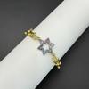 European & American Punk Chunky Chain Bracelet - T-shaped Zircon Inlaid, Hip Hop Metal Style, Colorful Hand Jewelry
