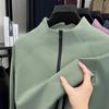 Men's Stand Up Collar Half Zipper Long Sleeve T-Shirt Autumn Solid Color Windproof Outdoor Commute Menswear