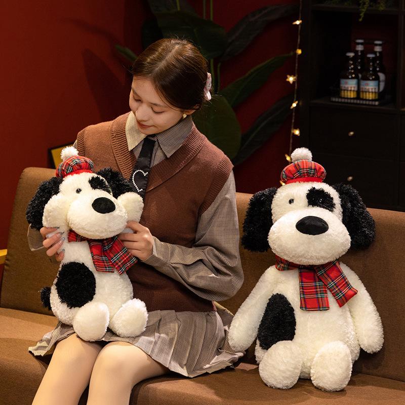 Cartoon Cute English Spotted Dog Doll Sitting Puppy Plush Toy Doll Children Soothing Doll Gift