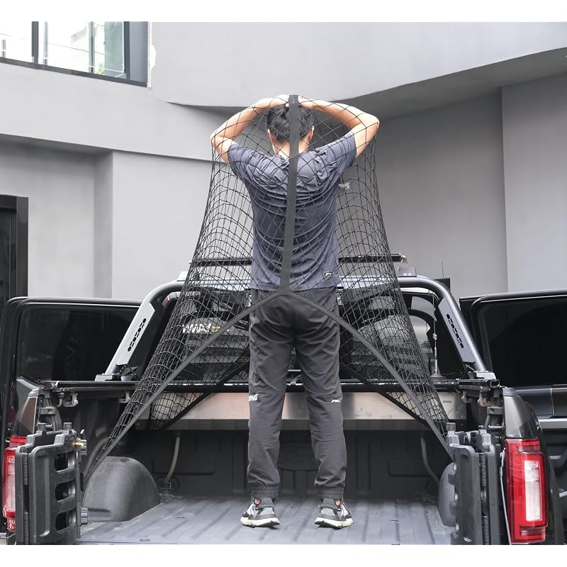 SENYAZON High-Elasticity Cargo Net, Simple Truck Bed Cargo Mesh Organizer, Ideal for Daily Light Load Trucks, Stretches from 4ft X 4ft To 7ft (Single