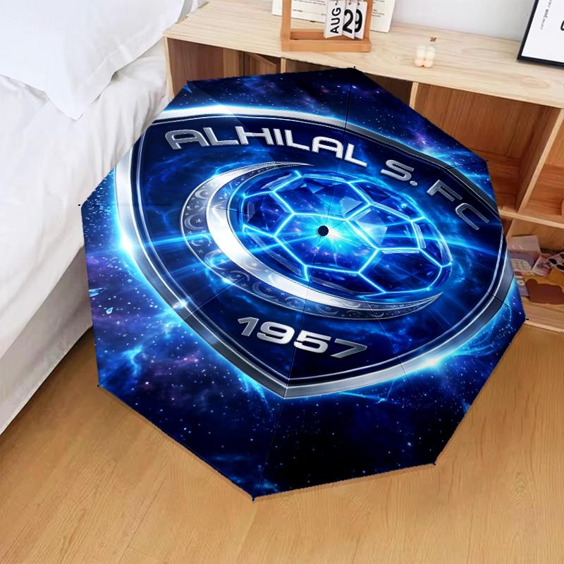 Al Hilal Emblem Design Umbrella Folding umbrella, automatic umbrella 8-Frame for Travel, camping Use Gift for Halloween Christmas