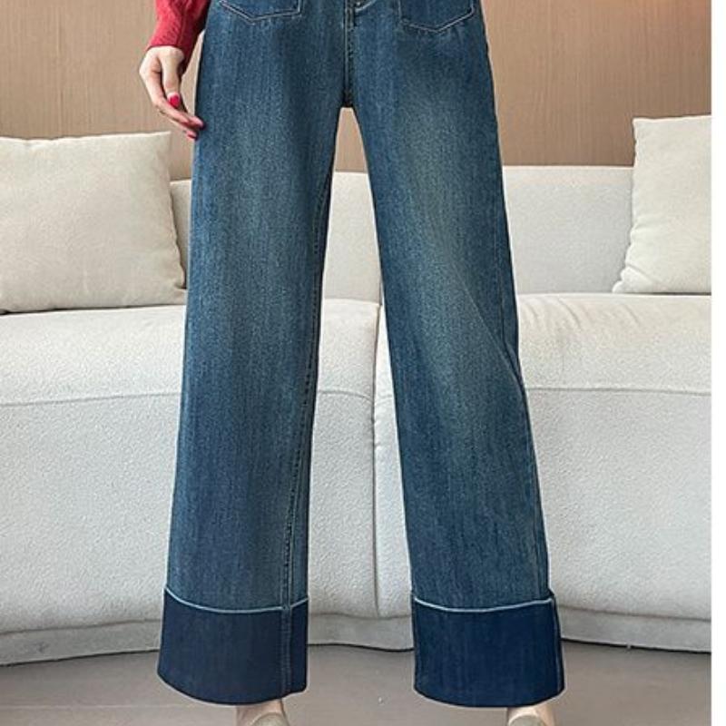 High-waisted Jeans for Women In Spring and Autumn New Loose Retro Nine-point Slim Curly Straight Small Cigarette Pants