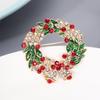 2pcs Round Shape Rhinestone Christmas Style Brooch Alloy Collar Pin Clothes Accessory Jewelry Gift