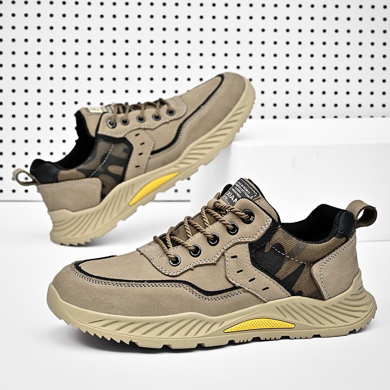 Niedrig geschnittene Outdoor-Wander-Freizeitschuhe für Herren aus Rindsleder