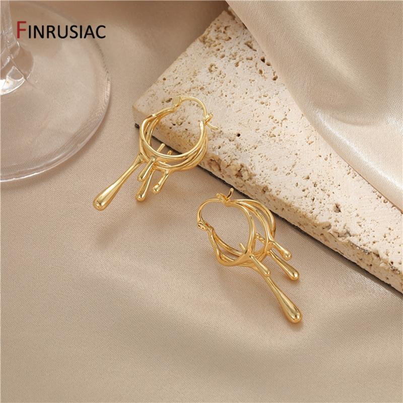 

FINRUSIAC New Design Geometric Water Drop Earrings Gold Plated Trendy Irregular Earrings For Women s Fashion Party Jewelry