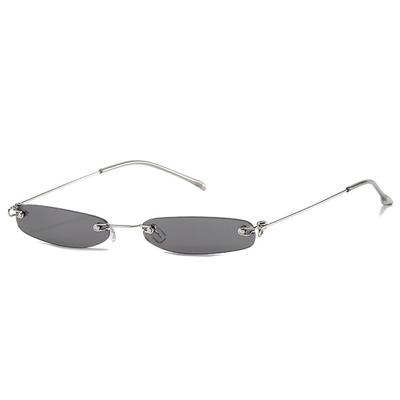 Fashion Rimless Rectangle Sunglasses UV400 Clear Lens Narrow Frameless Small Sun Glasses for Women Men